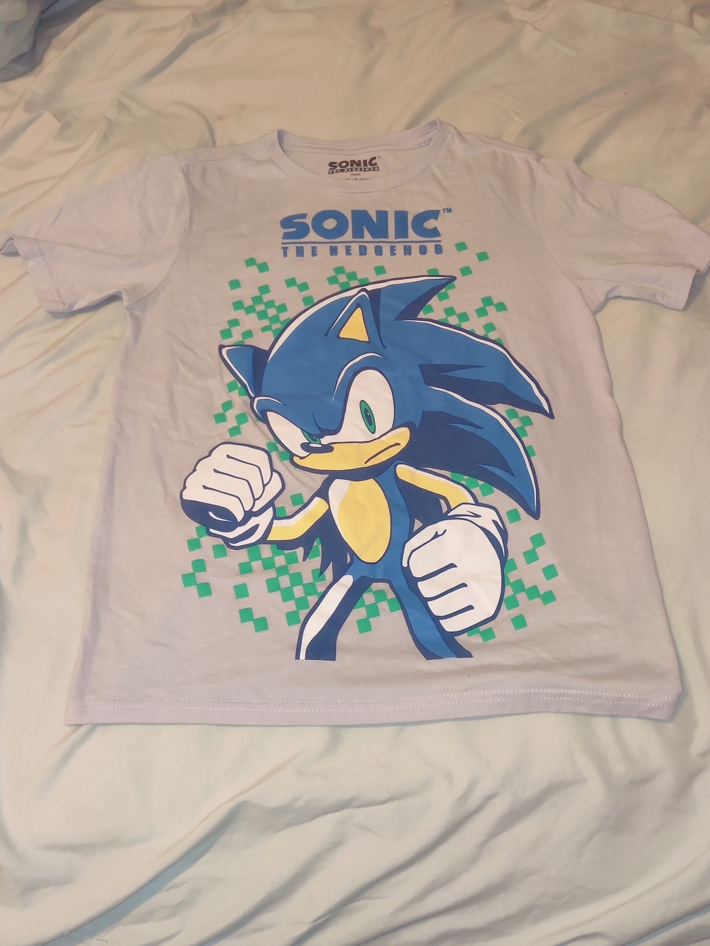 SEGA Sonic the Hedgehog Boys Graphic T-Shirt – Light Gray, Size Large (10/12)